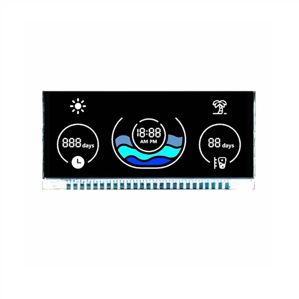 Phân đoạn màn hình LCD VA 7 tùy chỉnh Trắng trên LCD đen với kết nối chân